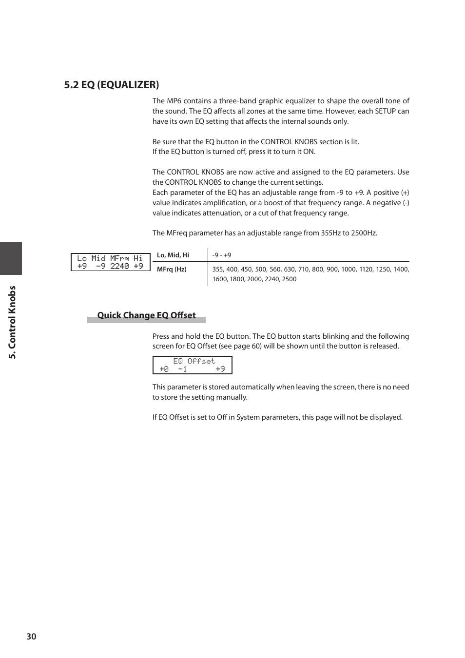 2 eq (equalizer) | Kawai MP6 User Manual | Page 30 / 100