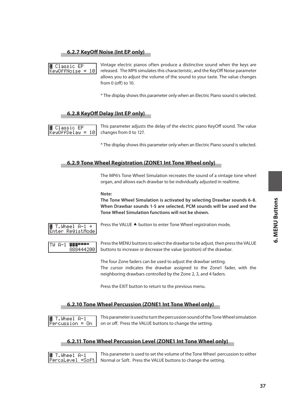 M e nu but tons | Kawai MP6 User Manual | Page 37 / 100