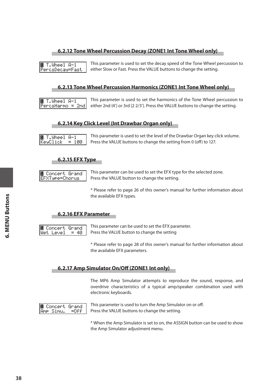 M e nu but tons | Kawai MP6 User Manual | Page 38 / 100