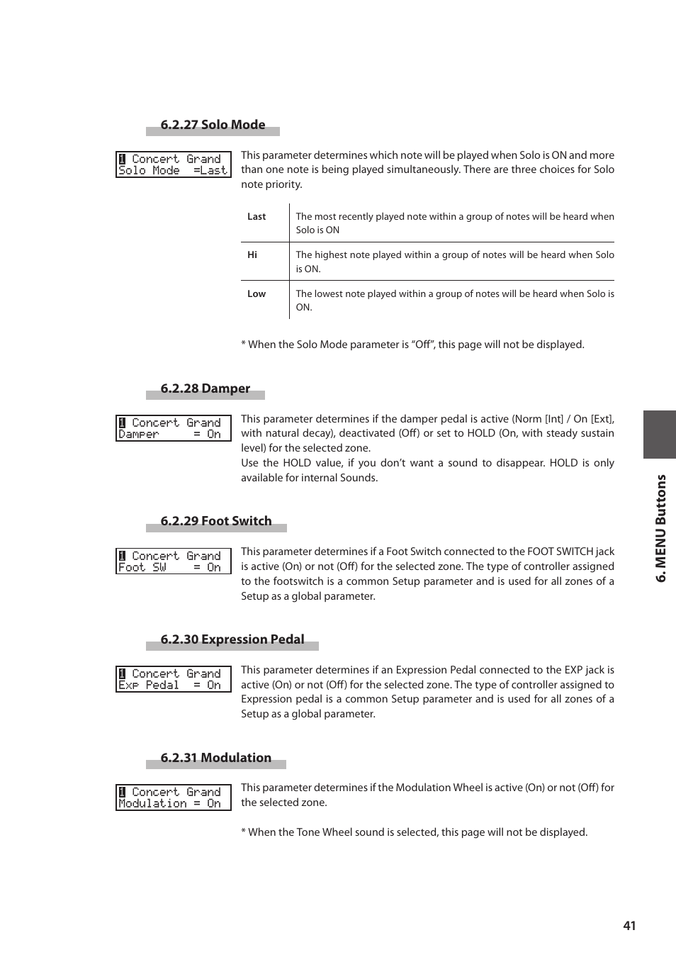 M e nu but tons | Kawai MP6 User Manual | Page 41 / 100