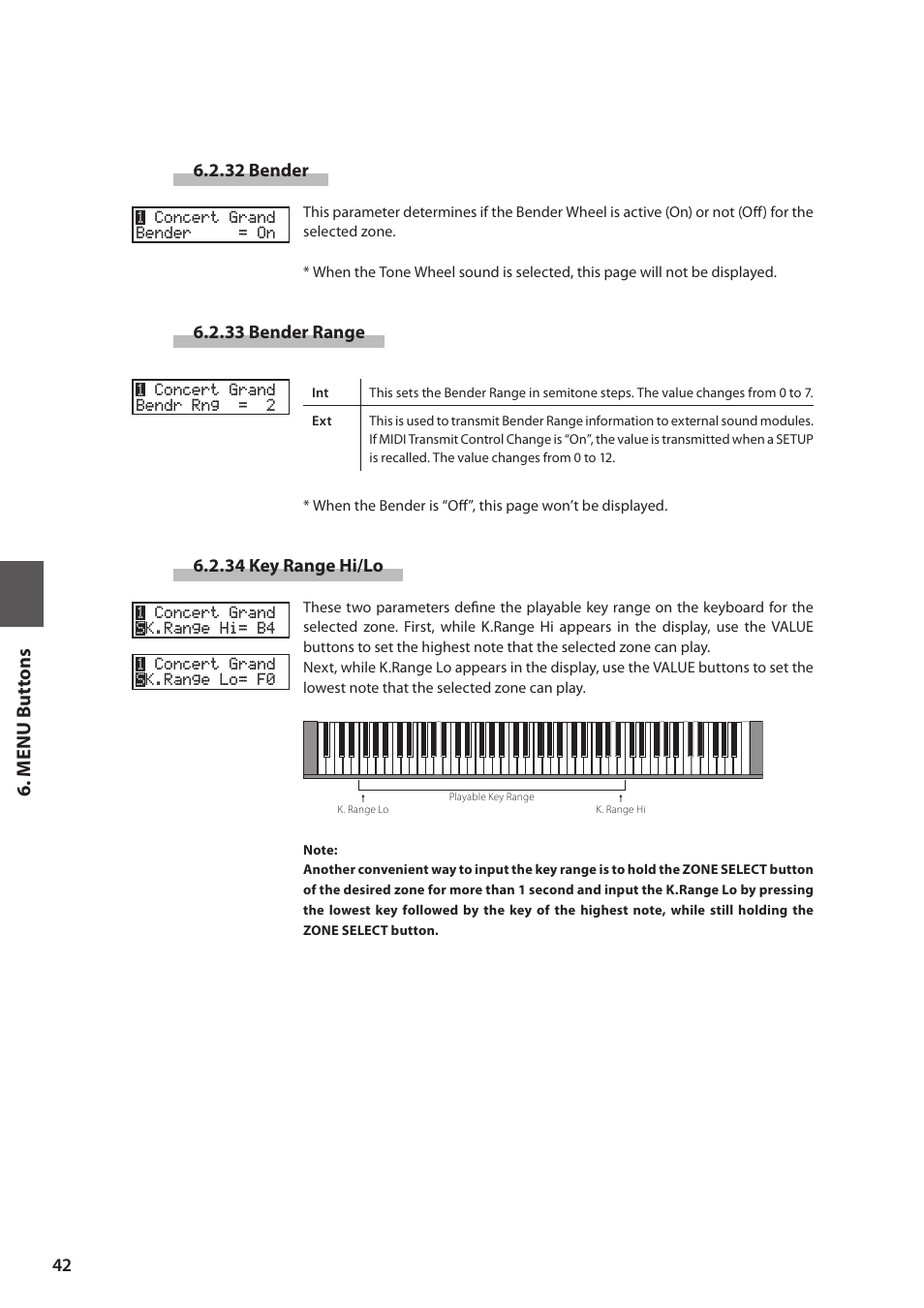 M e nu but tons | Kawai MP6 User Manual | Page 42 / 100