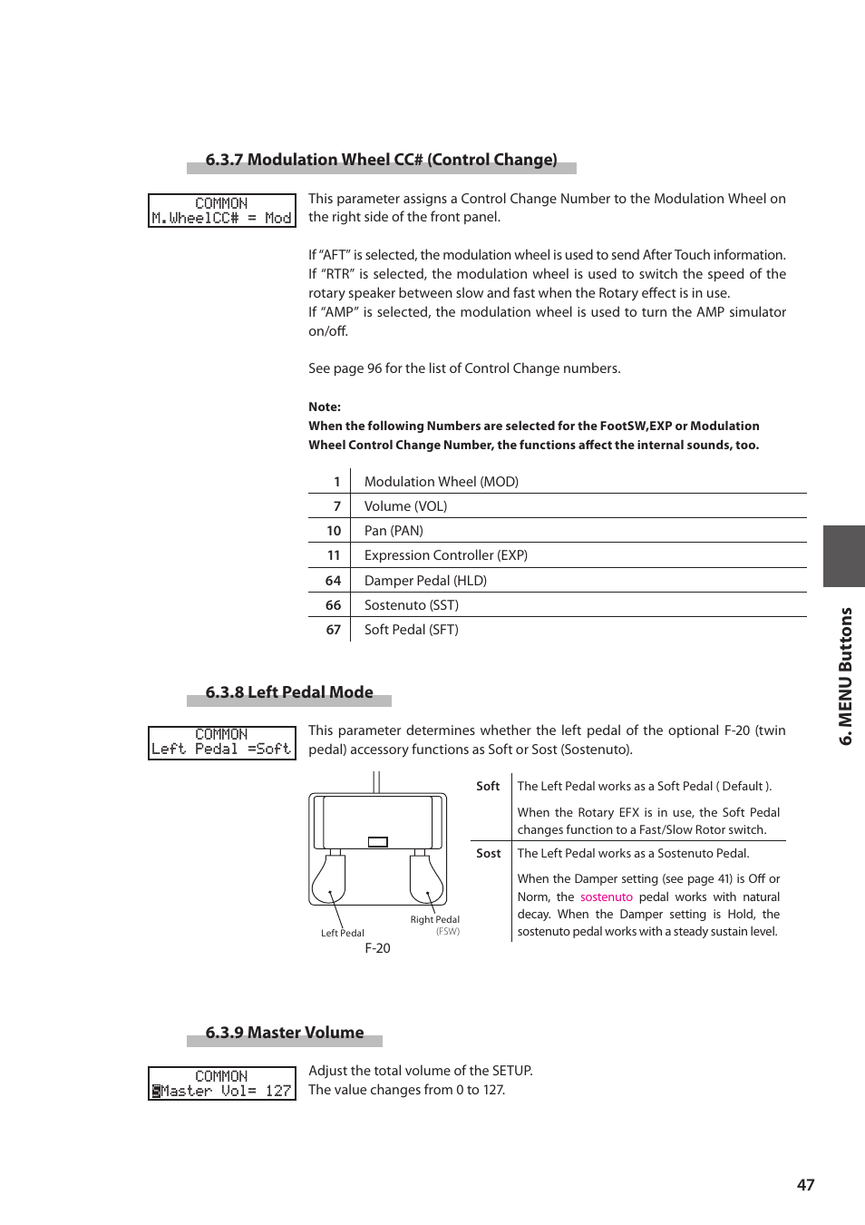 M e nu but tons | Kawai MP6 User Manual | Page 47 / 100