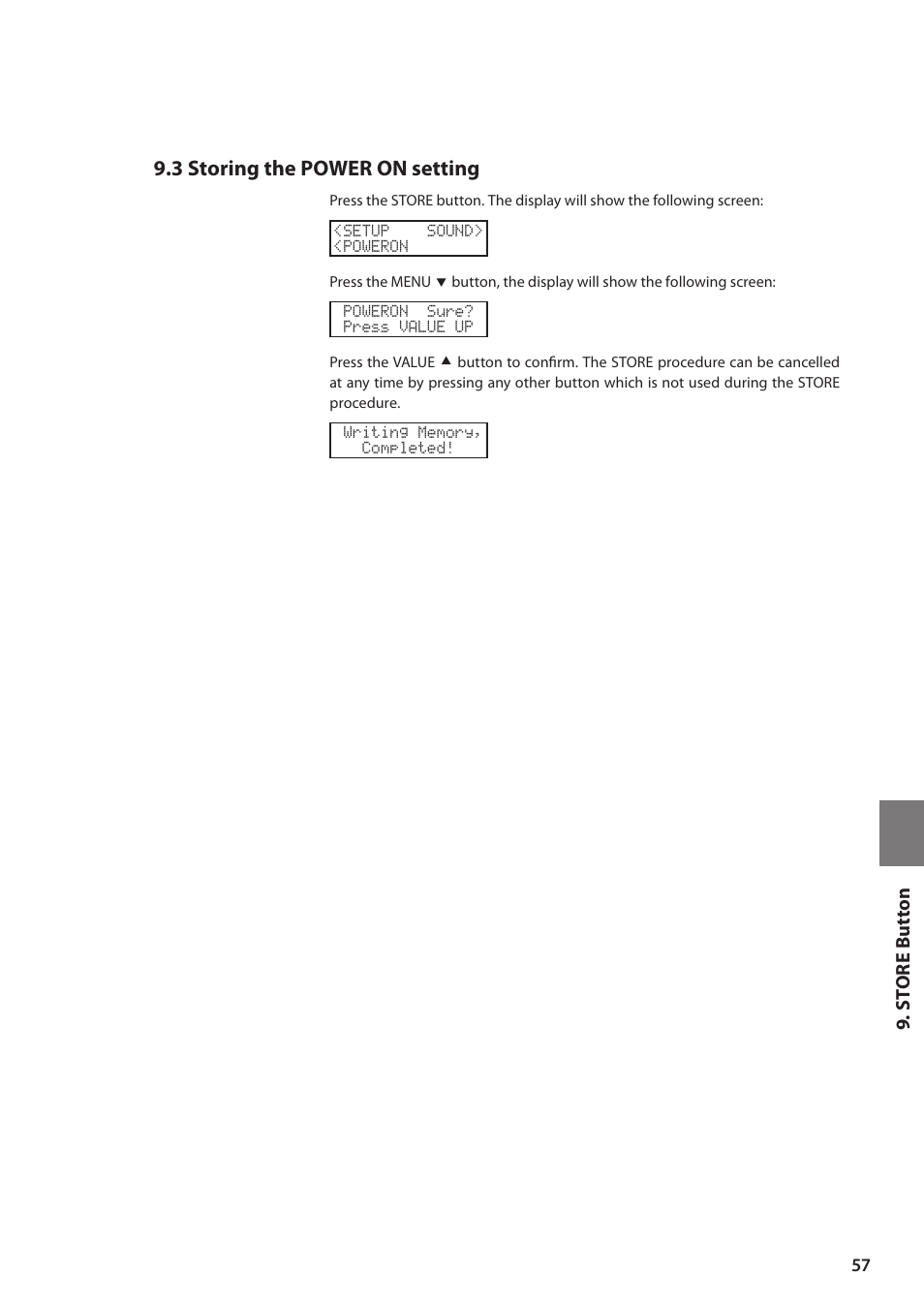 3 storing the power on setting | Kawai MP6 User Manual | Page 57 / 100