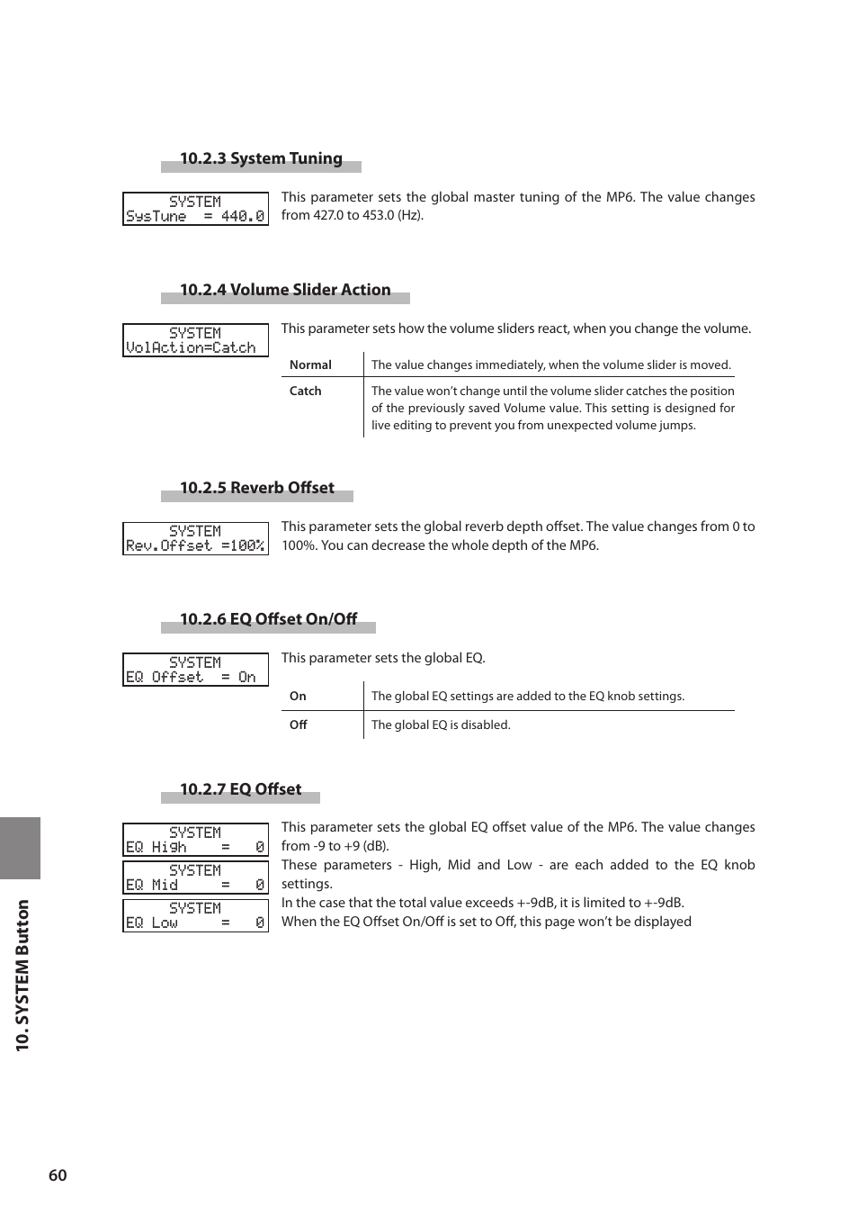 10 . sy ste m but ton | Kawai MP6 User Manual | Page 60 / 100