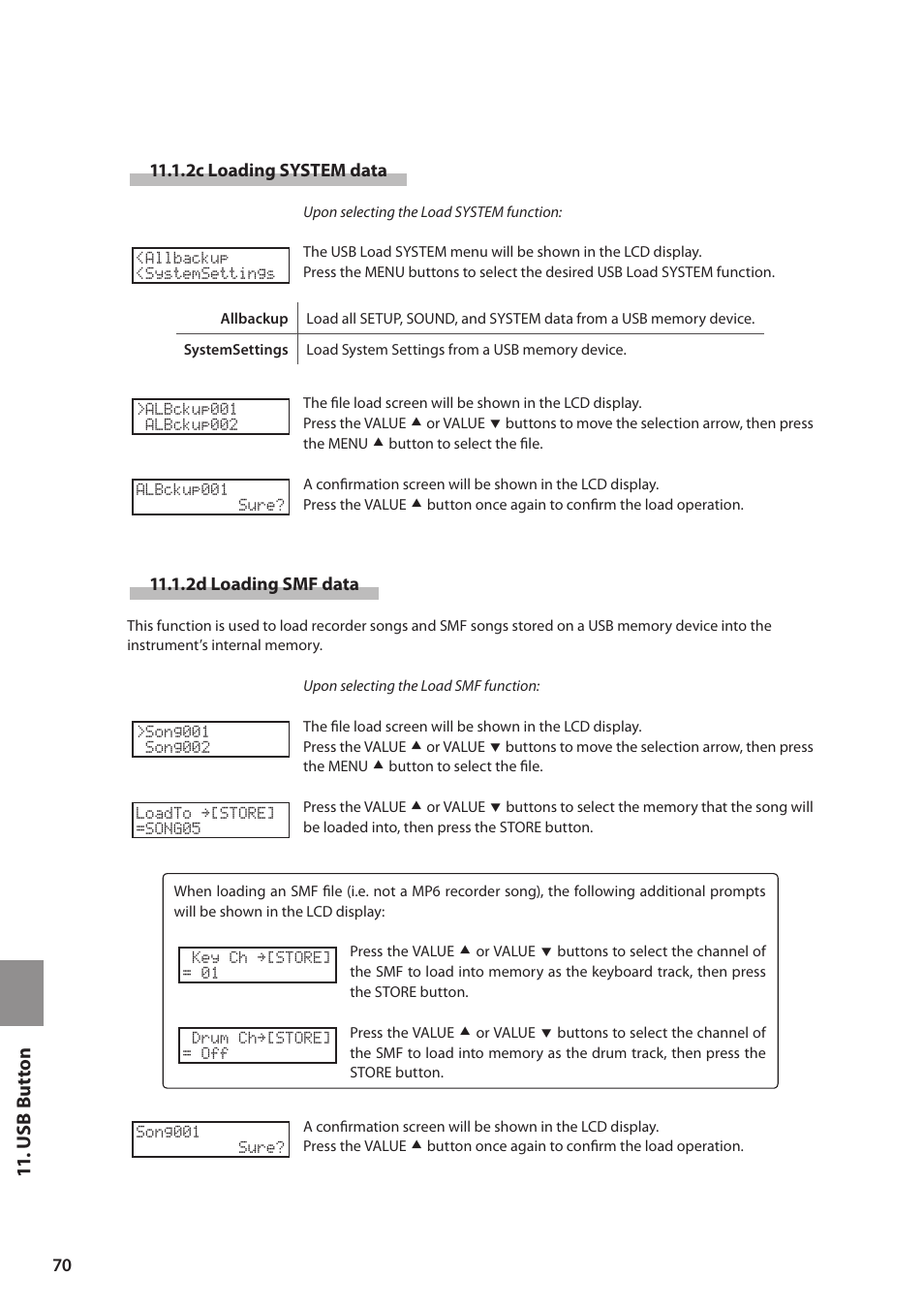 U s b but ton | Kawai MP6 User Manual | Page 70 / 100