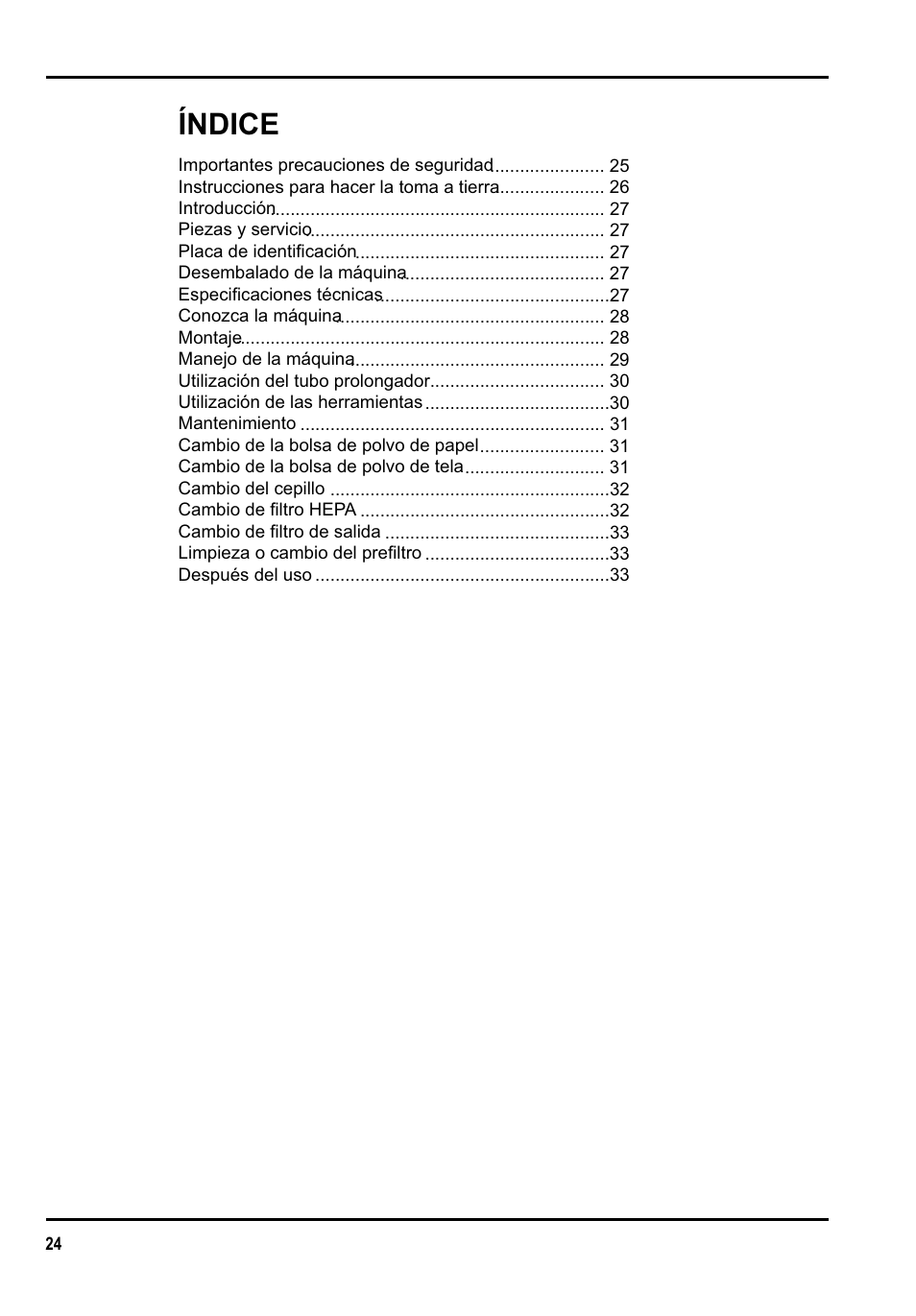 Índice | Clarke GU 15 DMU User Manual | Page 24 / 36