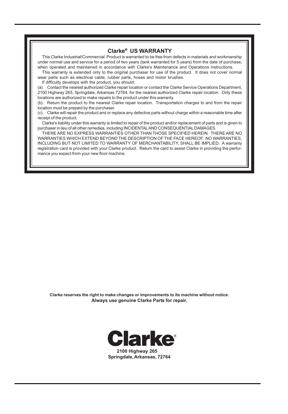 Clarke GU 15 DMU User Manual | Page 36 / 36