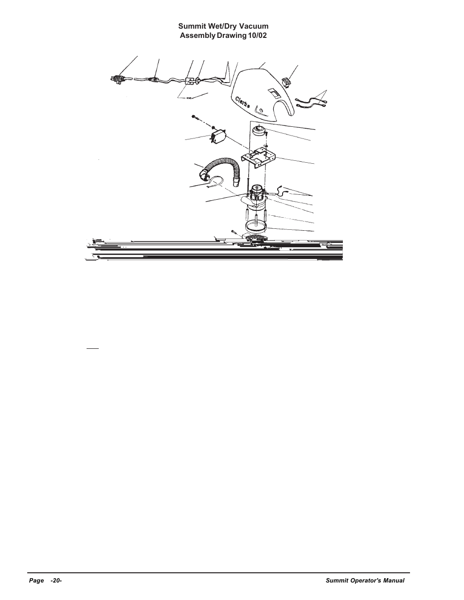 Assembly drawing | Clarke SUMMIT Wet/Dry Vacuum User Manual | Page 20 / 28