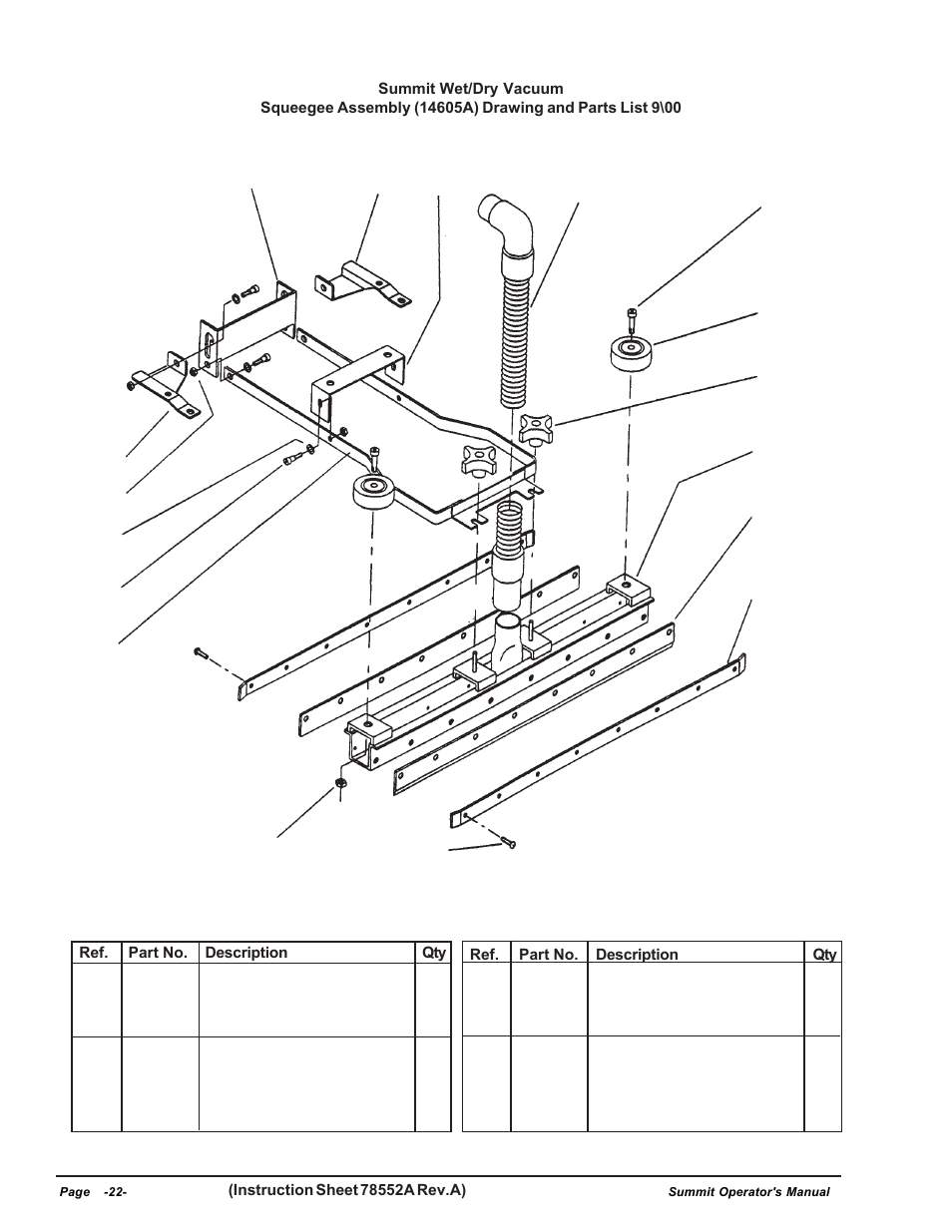 Squeegee assembly | Clarke SUMMIT Wet/Dry Vacuum User Manual | Page 22 / 28