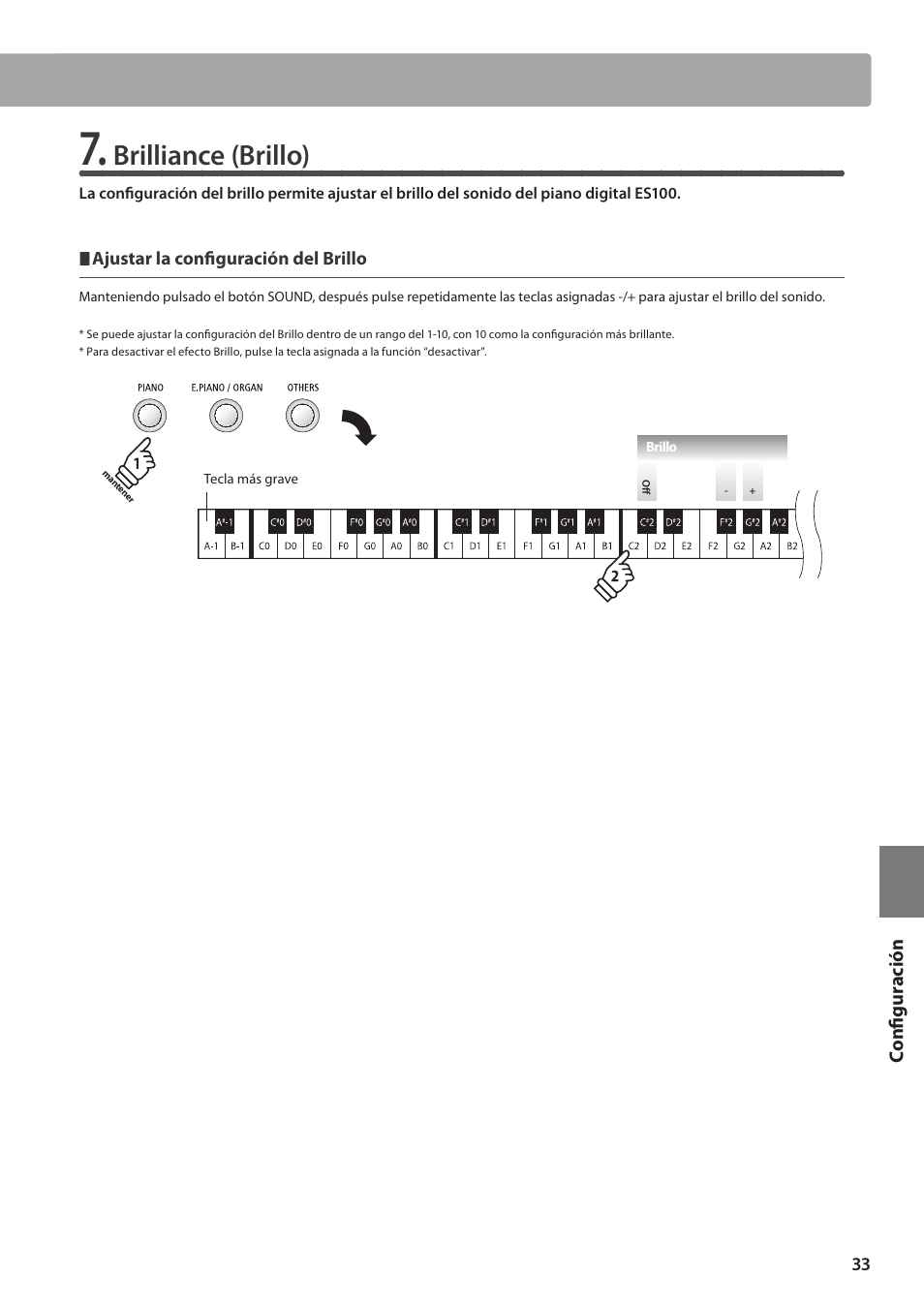 Brilliance (brillo) | Kawai ES100 User Manual | Page 33 / 62