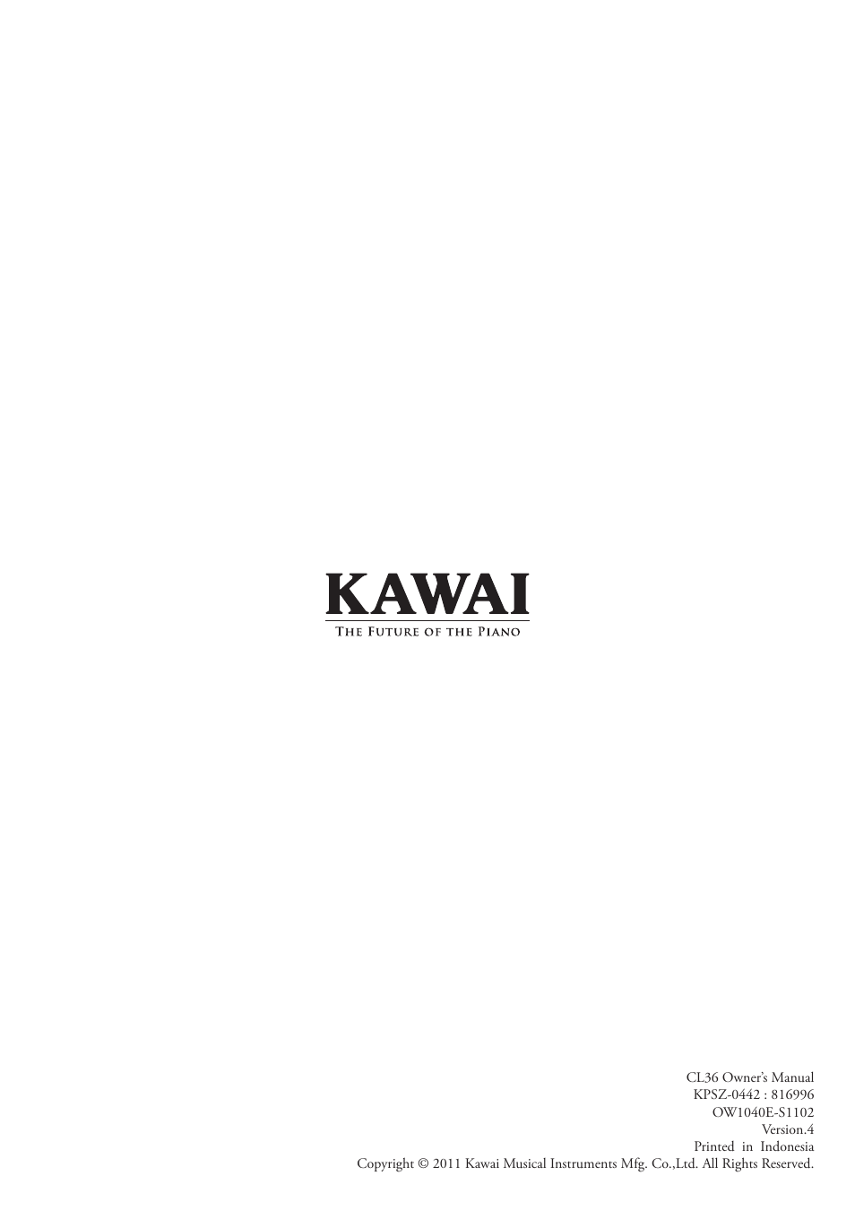 Kawai CL36 User Manual | Page 44 / 44