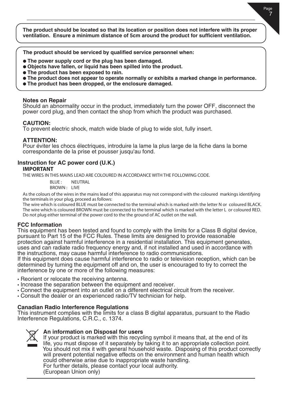 Kawai CL36 User Manual | Page 7 / 44