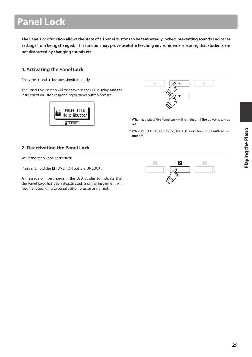 Panel lock | Kawai ATX2/ATX2-f User Manual | Page 29 / 120