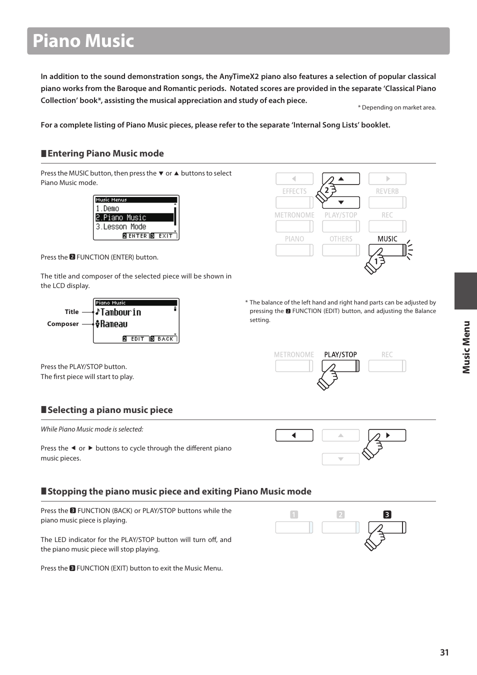 Piano music, Music men u | Kawai ATX2/ATX2-f User Manual | Page 31 / 120