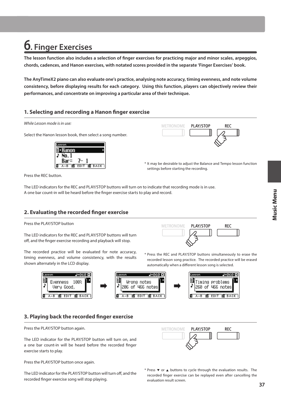 Finger exercises, Music men u | Kawai ATX2/ATX2-f User Manual | Page 37 / 120