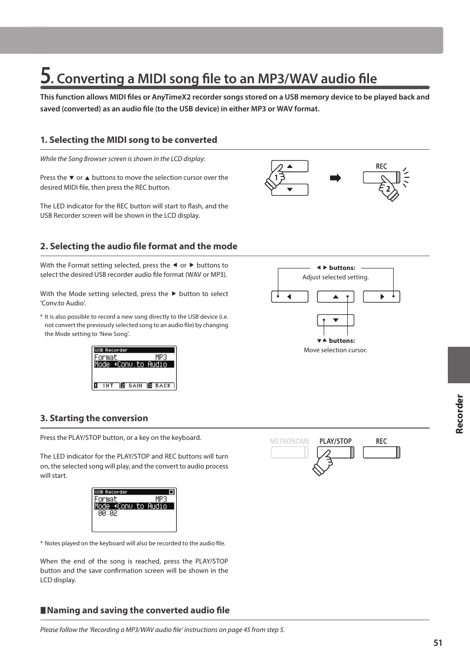 Re corde r | Kawai ATX2/ATX2-f User Manual | Page 51 / 120