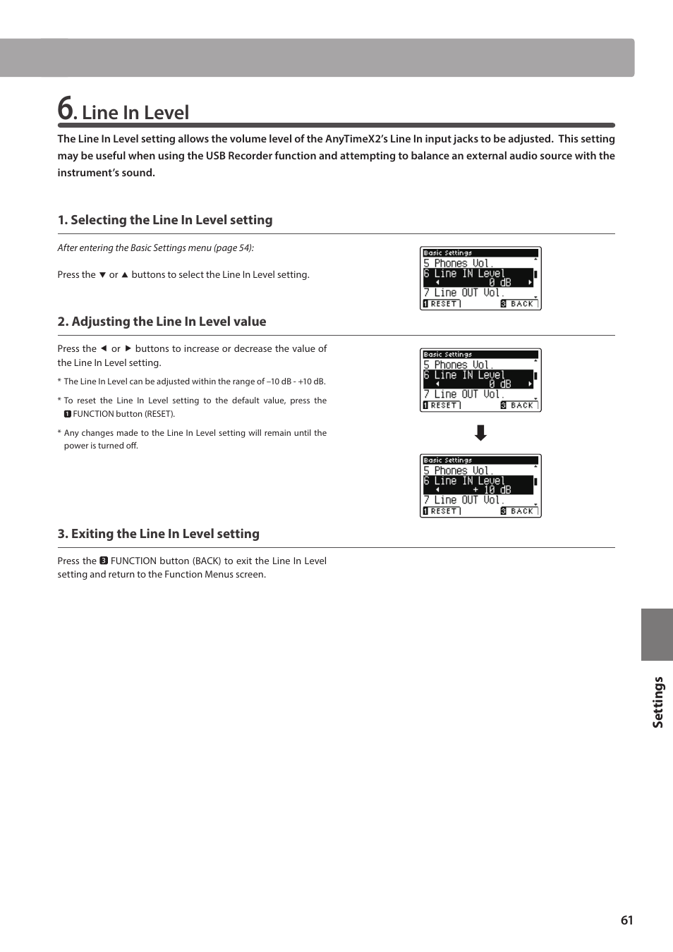 Line in level | Kawai ATX2/ATX2-f User Manual | Page 61 / 120