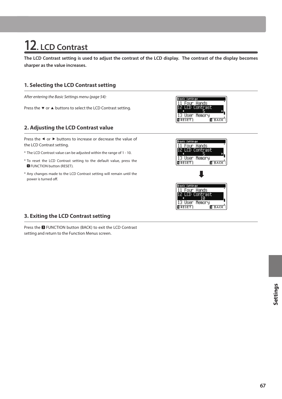 Lcd contrast | Kawai ATX2/ATX2-f User Manual | Page 67 / 120