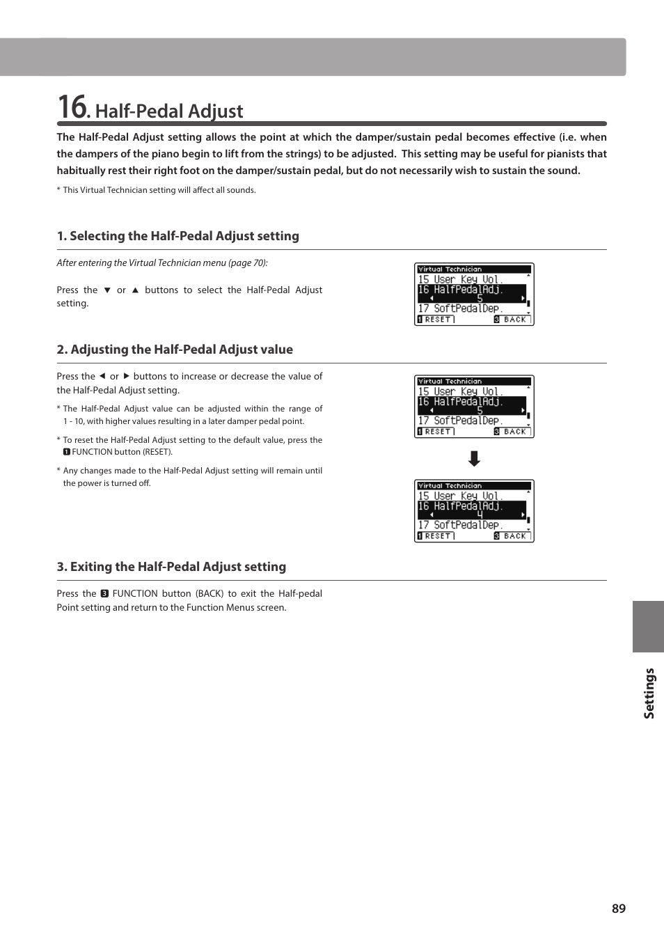 Half-pedal adjust | Kawai ATX2/ATX2-f User Manual | Page 89 / 120