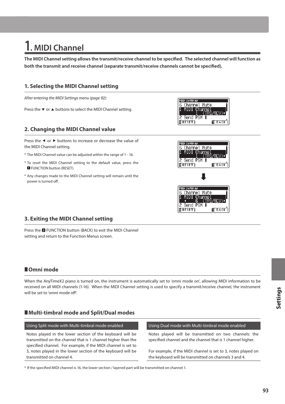 Midi channel, Set tings | Kawai ATX2/ATX2-f User Manual | Page 93 / 120