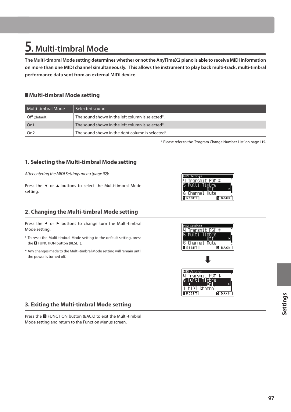 Multi-timbral mode, Set tings | Kawai ATX2/ATX2-f User Manual | Page 97 / 120