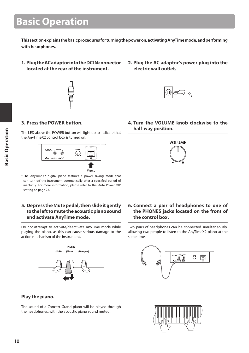 Basic operation, Basic oper a tion | Kawai ATX2-p User Manual | Page 10 / 28