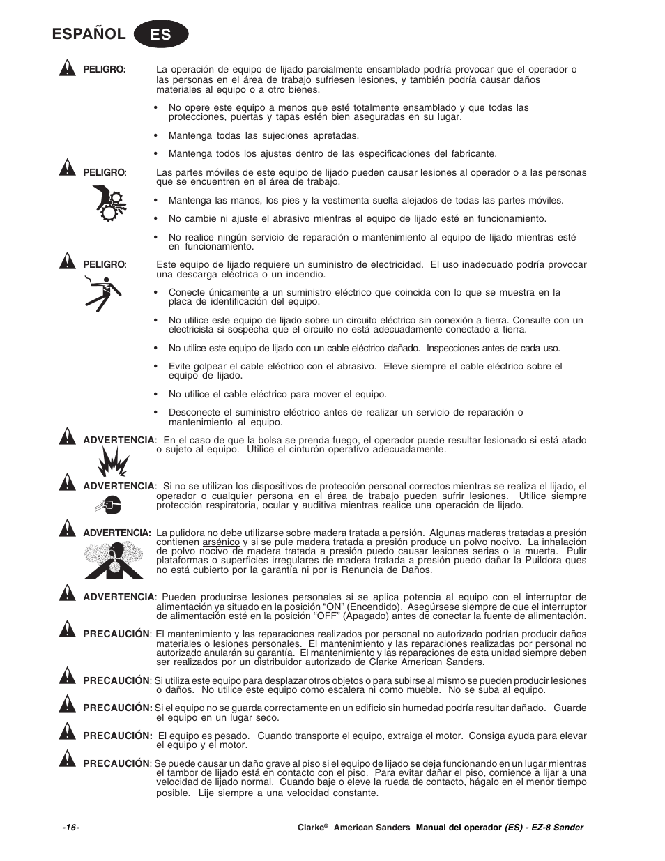 Es español | Clarke EZ-8 User Manual | Page 16 / 46