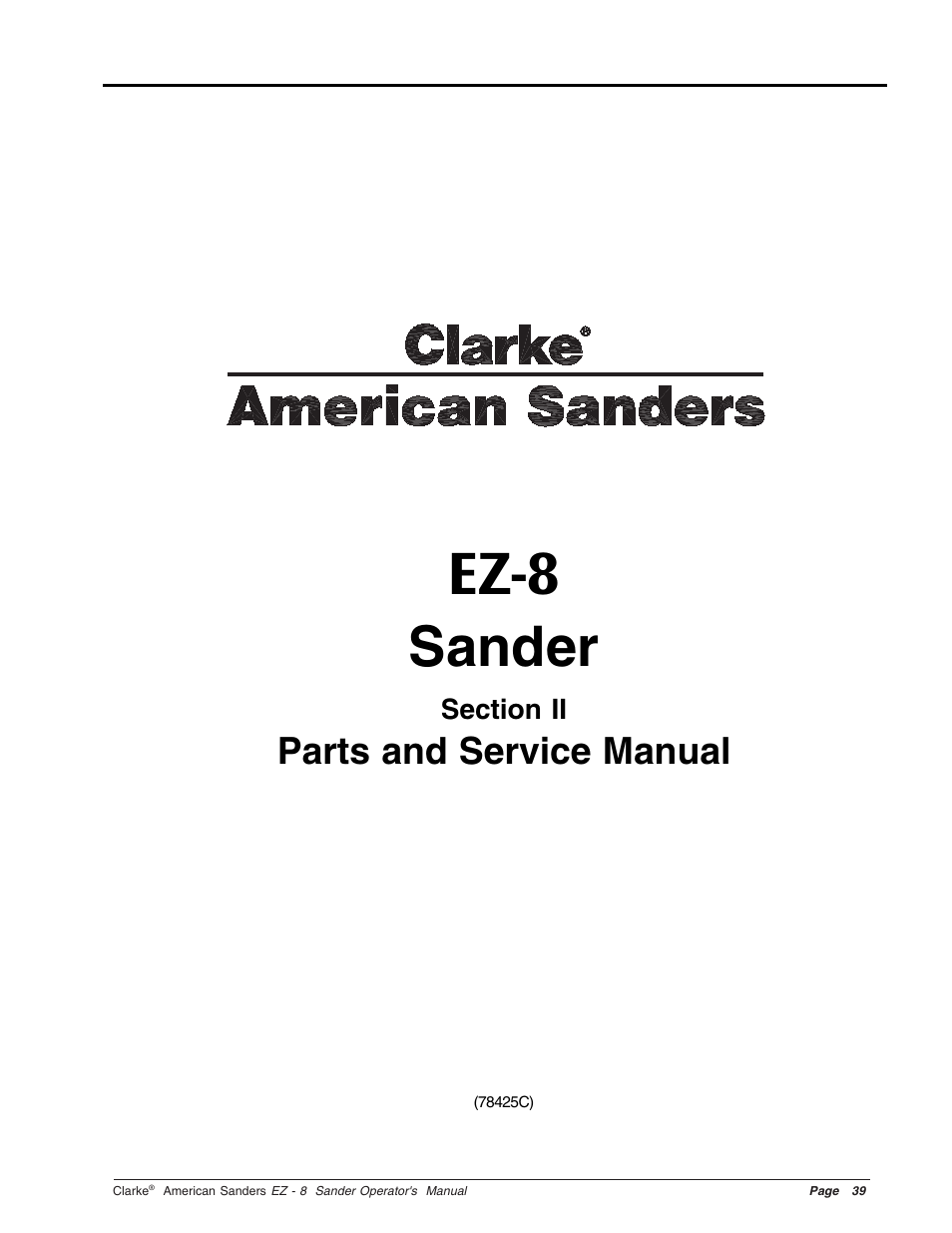 Ez-8, Sander, Parts and service manual | Clarke EZ-8 User Manual | Page 39 / 46