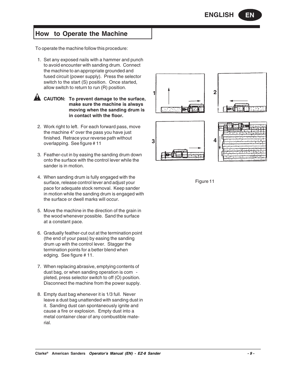 En english, How to operate the machine | Clarke EZ-8 User Manual | Page 9 / 46