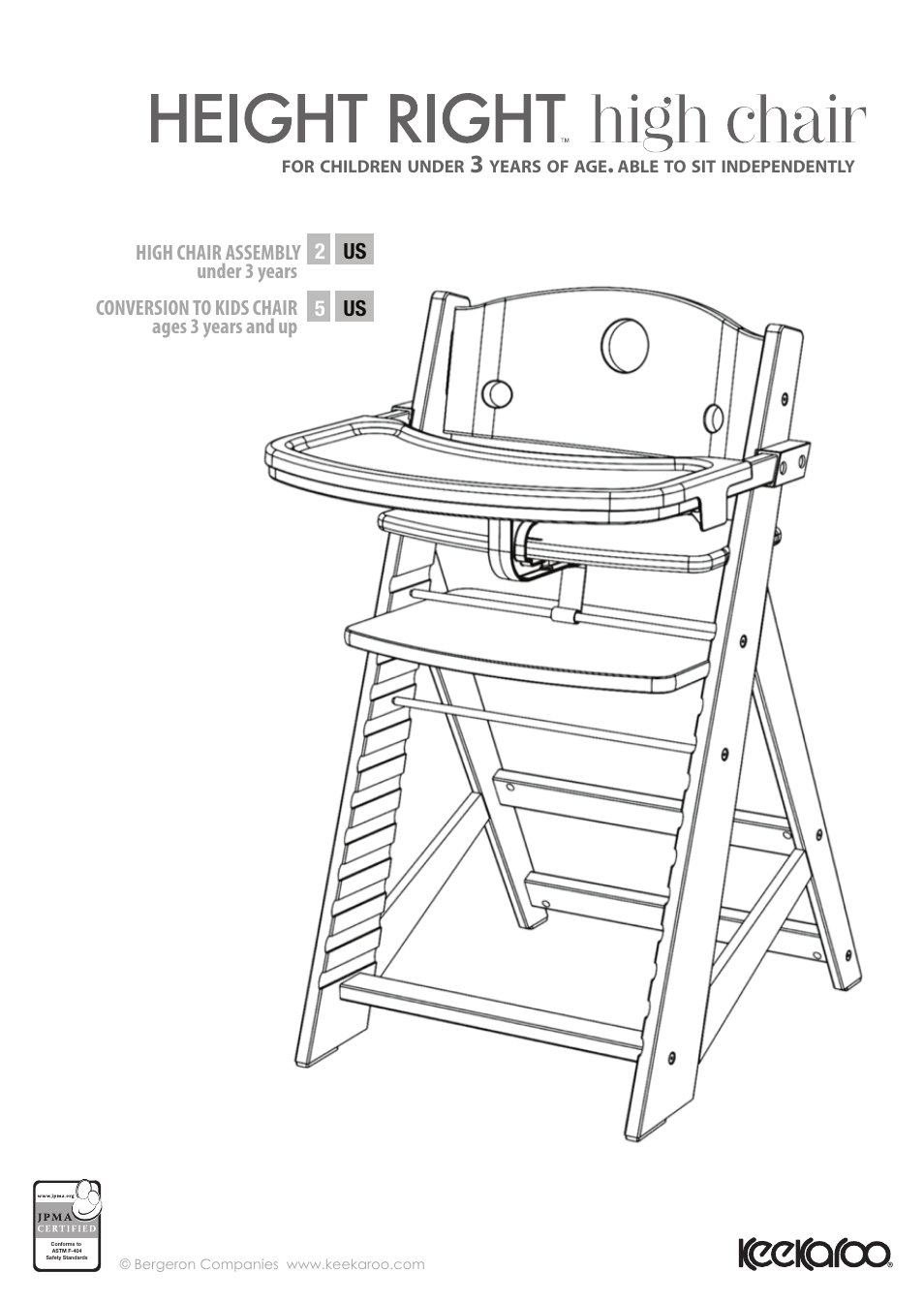 Keekaroo Height Right High Chair + Tray User Manual | 8 pages