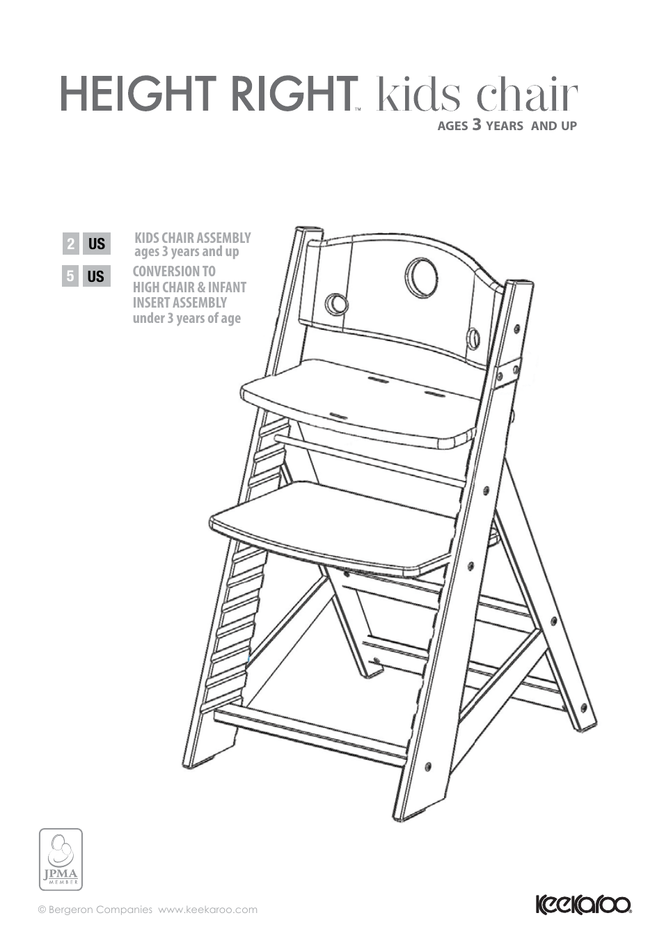 Kids chair + hc conversion w ii 2013 | Keekaroo Height Right High Chair + Infant Insert + Tray + Tray Cover User Manual | Page 5 / 7
