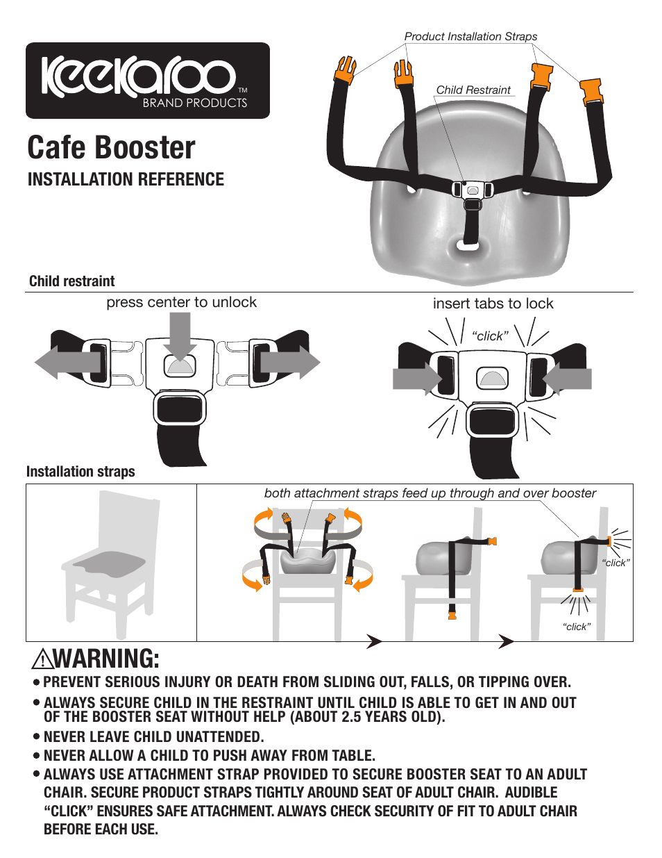 Keekaroo Cafe Booster Seat User Manual | 2 pages