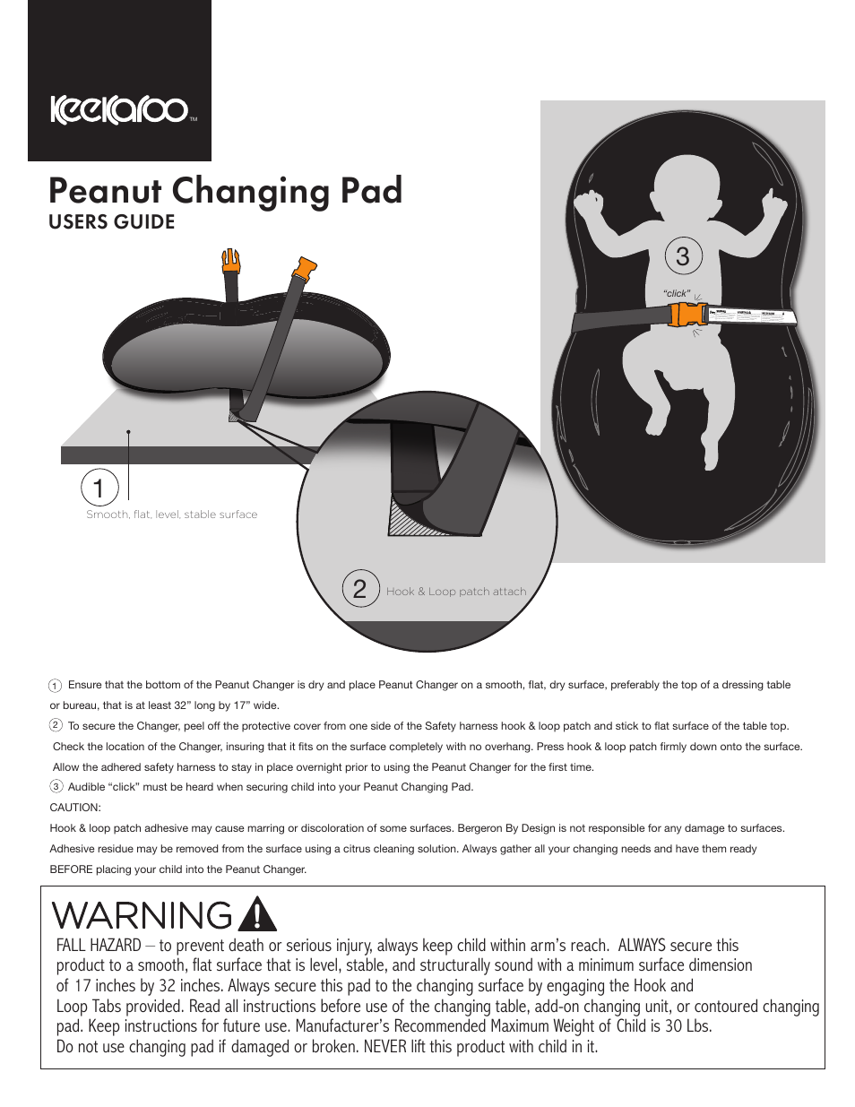 Keekaroo Peanut Diaper Changer User Manual | 2 pages