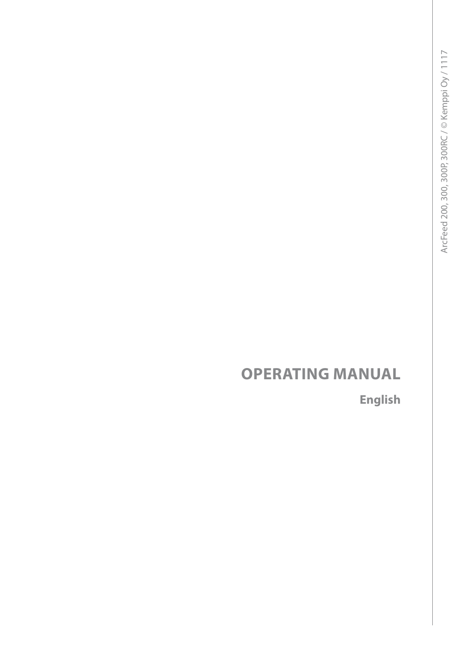 Operating manual, English | Kemppi ArcFeed 200 User Manual | Page 3 / 20