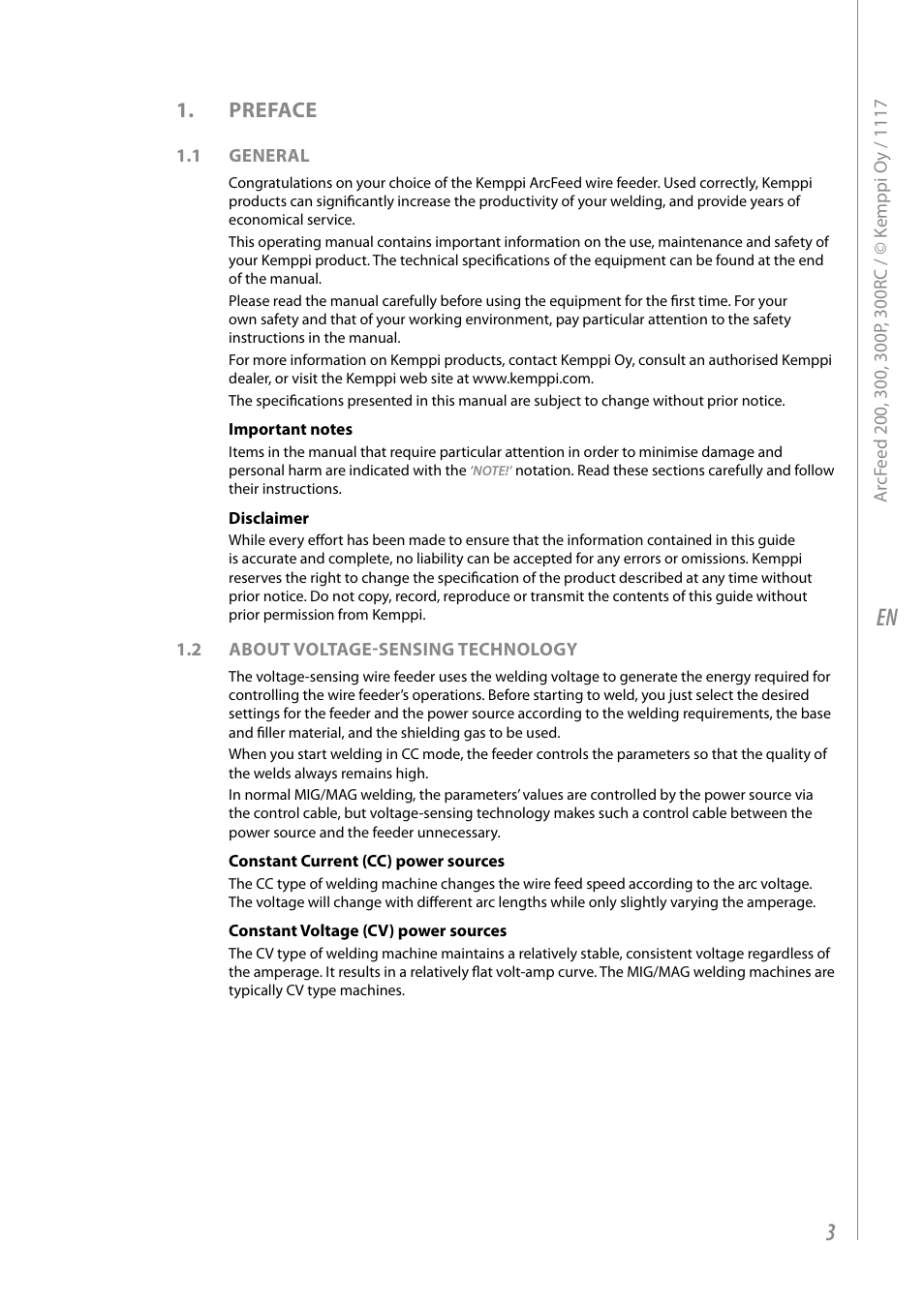 Preface | Kemppi ArcFeed 200 User Manual | Page 5 / 20