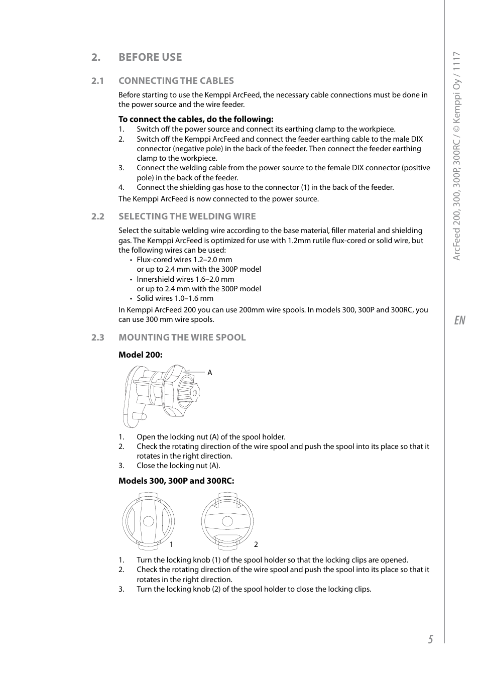 Before use | Kemppi ArcFeed 200 User Manual | Page 7 / 20