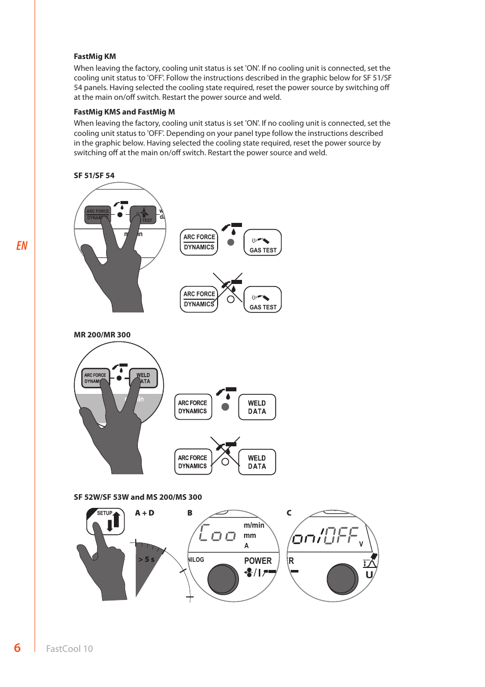 Sf 52w, Sf 51, Fastcool 10 | Power | Kemppi FastCool 10 User Manual | Page 8 / 12