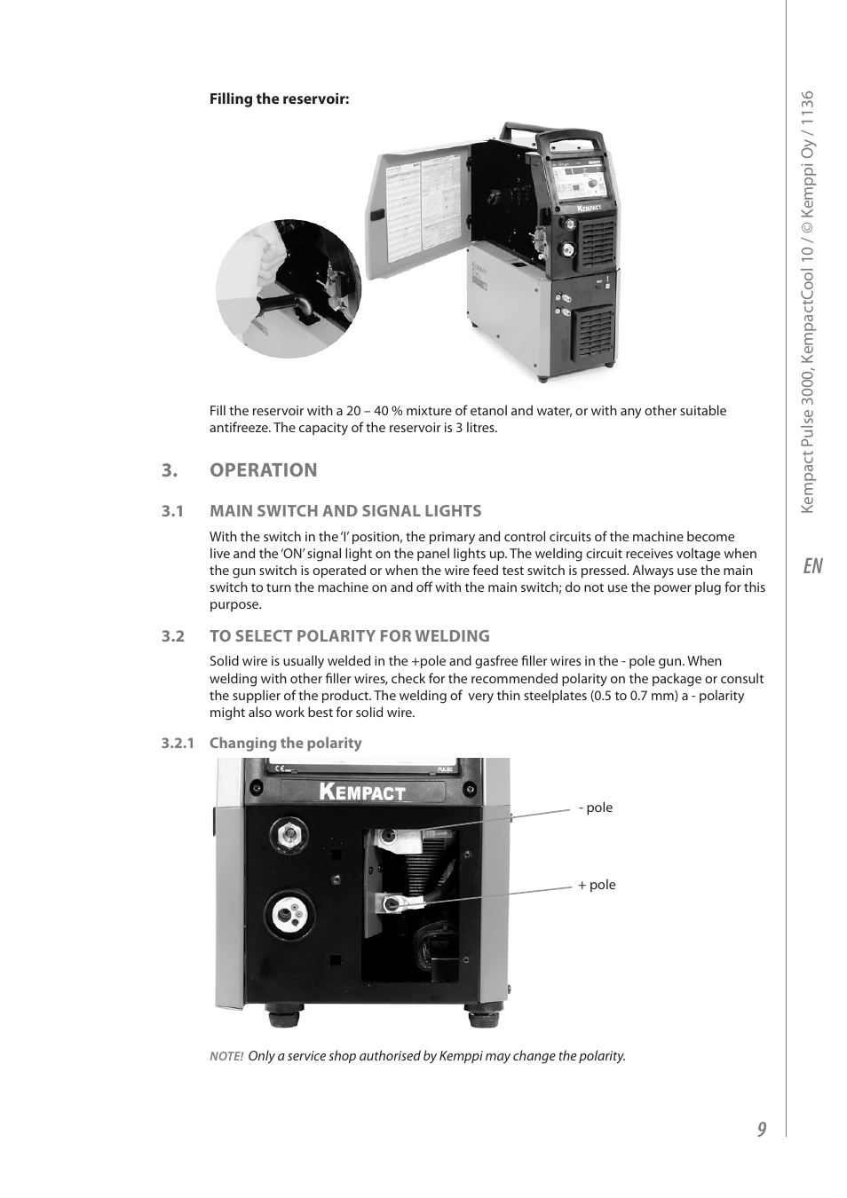 Operation | Kemppi Kempact Pulse 3000 User Manual | Page 11 / 24