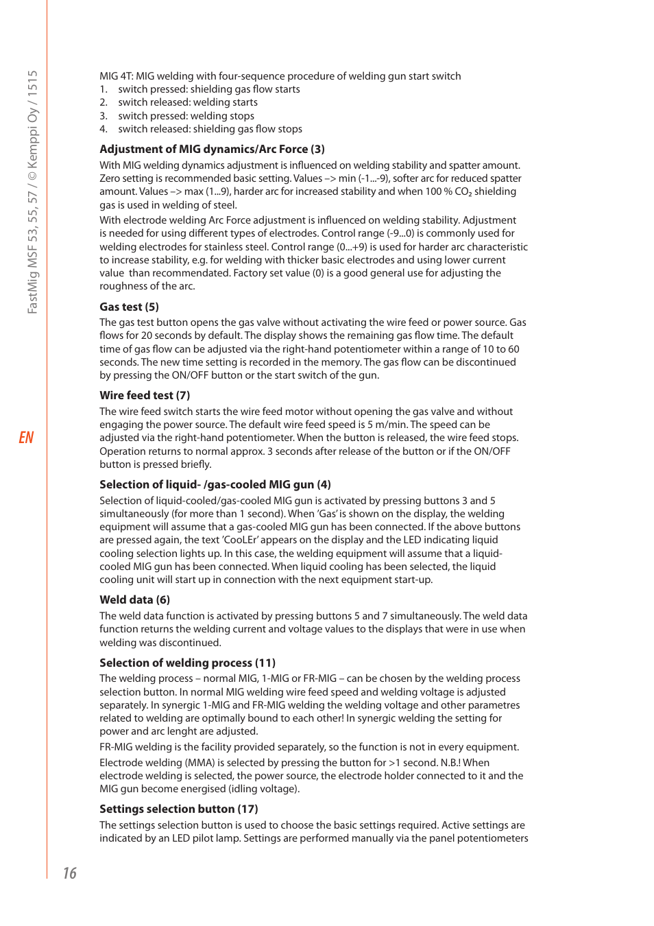 Kemppi MSF 53 User Manual | Page 18 / 32