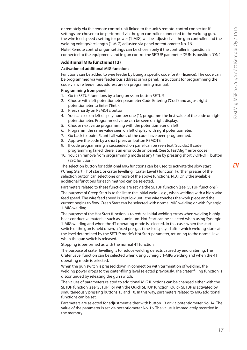 Kemppi MSF 53 User Manual | Page 19 / 32
