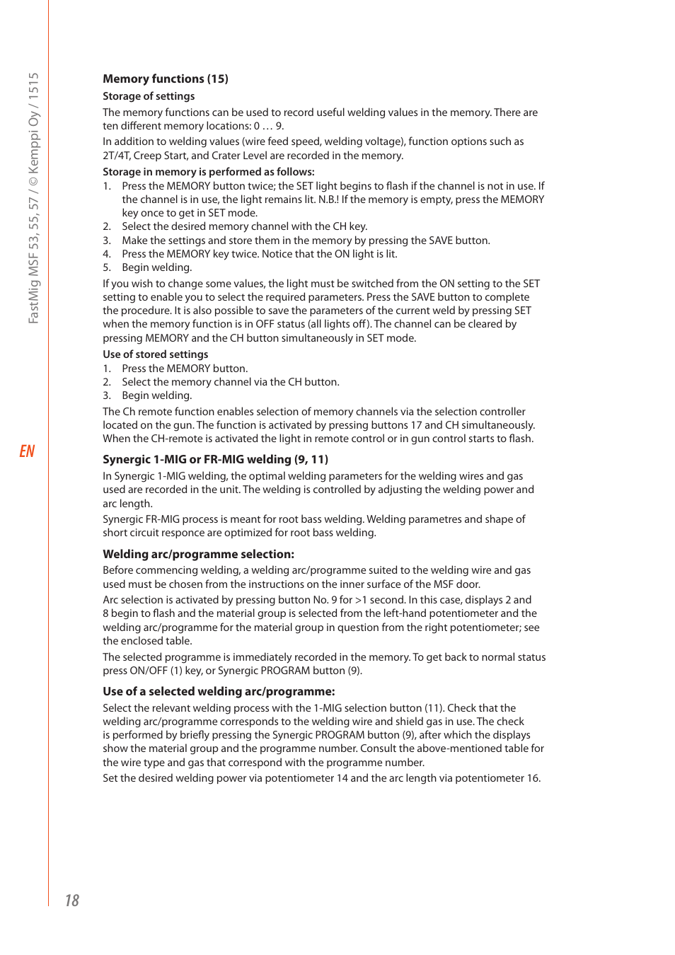 Kemppi MSF 53 User Manual | Page 20 / 32