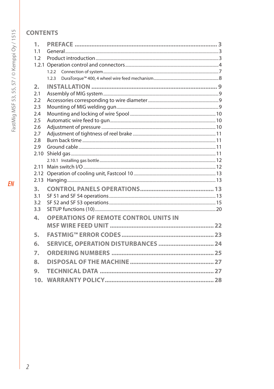 Kemppi MSF 53 User Manual | Page 4 / 32