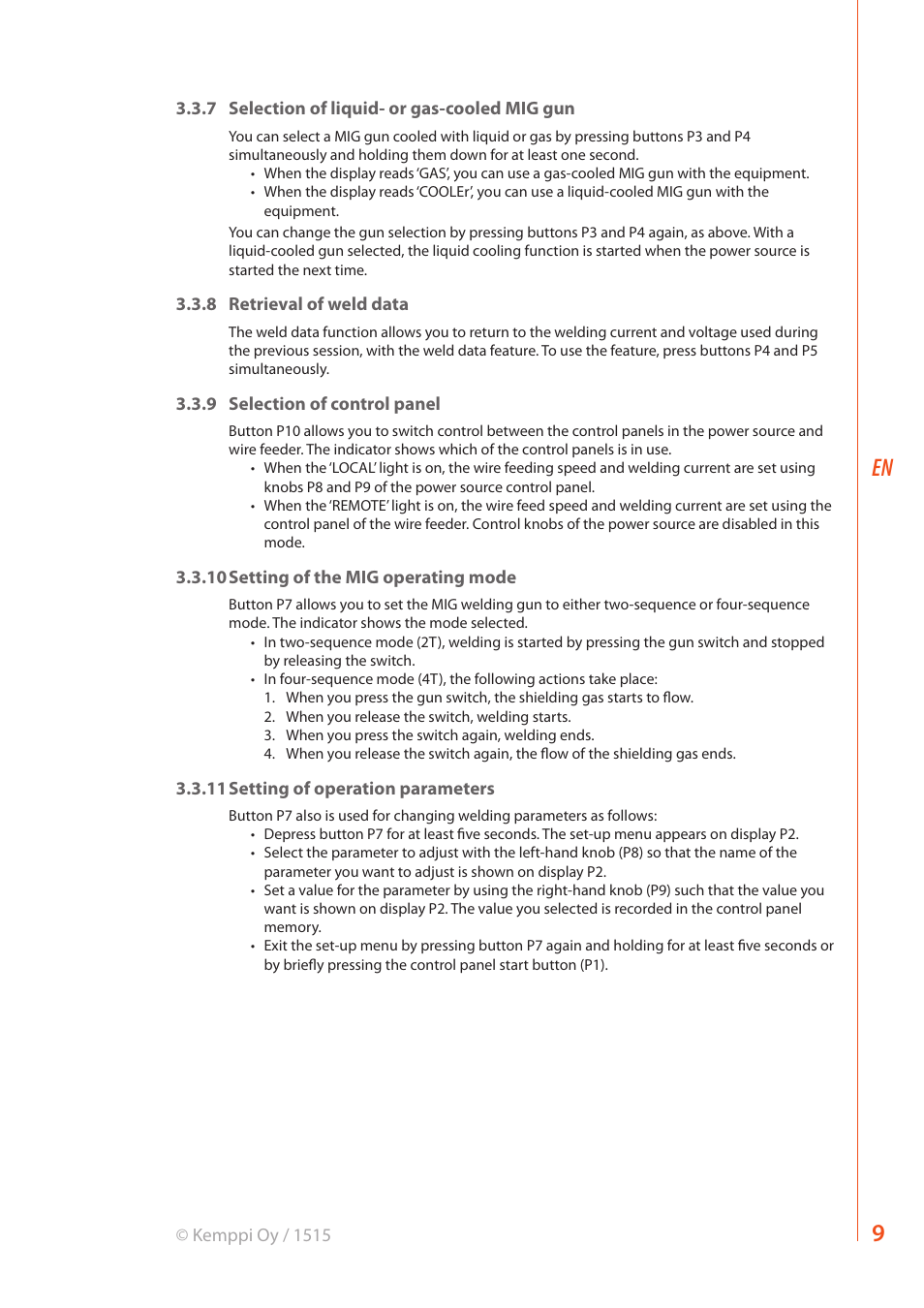 Kemppi KM 300 User Manual | Page 11 / 18