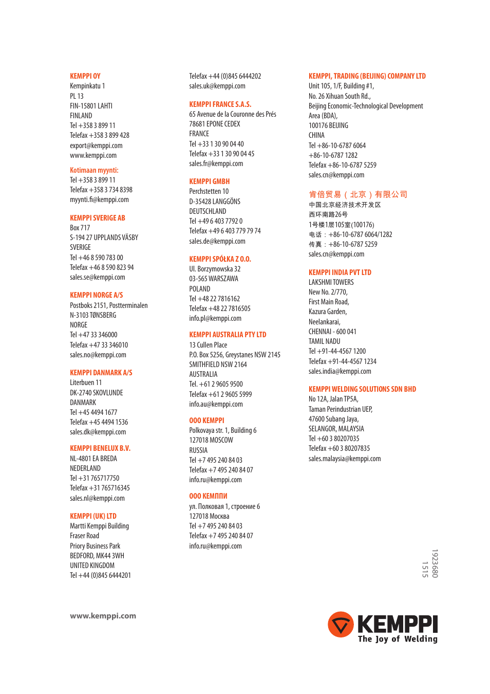 Kemppi MXF 63 User Manual | Page 36 / 36