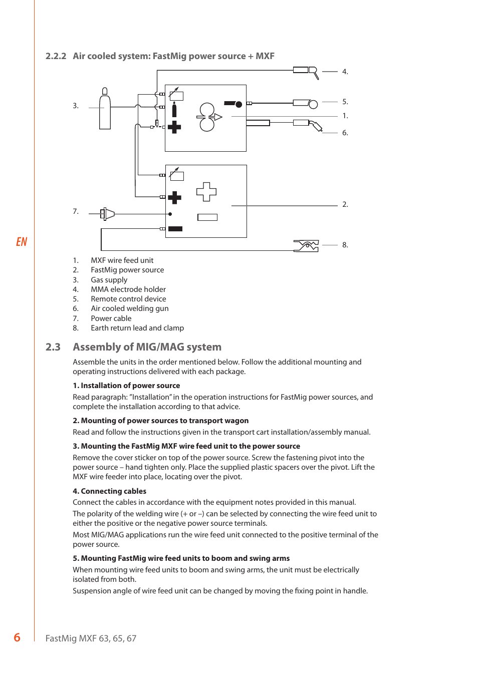 3 assembly of mig/mag system | Kemppi MXF 63 User Manual | Page 8 / 36