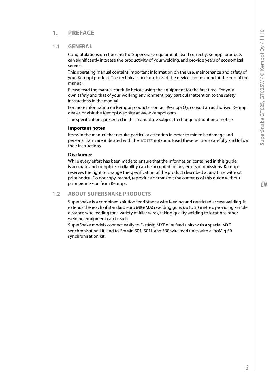 Preface | Kemppi GT02S User Manual | Page 5 / 18