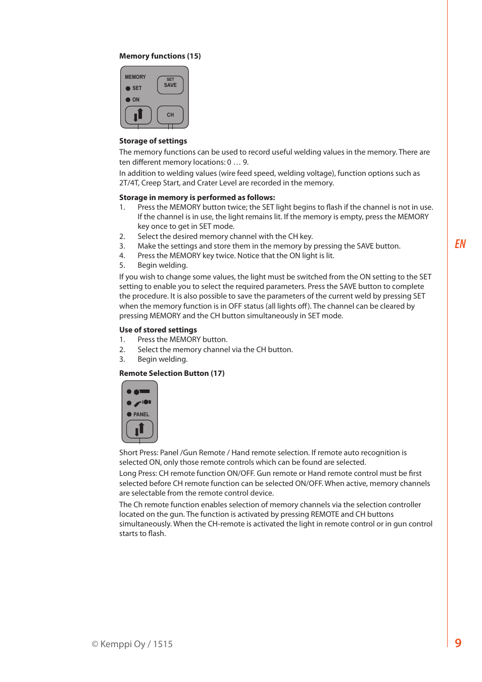 Kemppi oy / 1515, Sf 53w | Kemppi SF 52W User Manual | Page 11 / 22