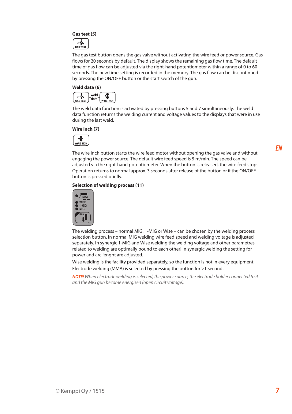 Kemppi oy / 1515, Sf 53w | Kemppi SF 52W User Manual | Page 9 / 22