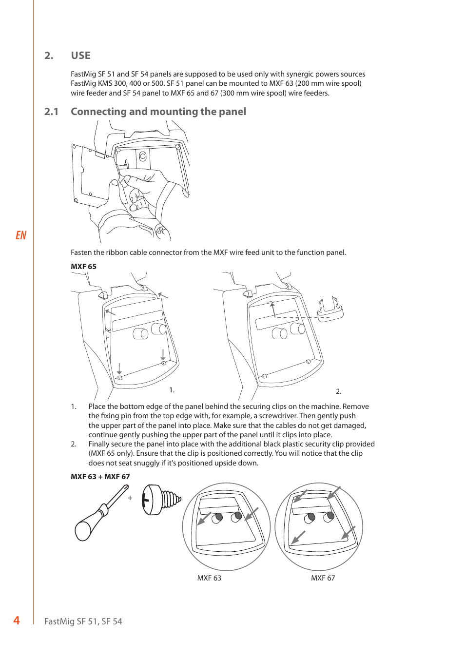 1 connecting and mounting the panel | Kemppi SF 51 User Manual | Page 6 / 14