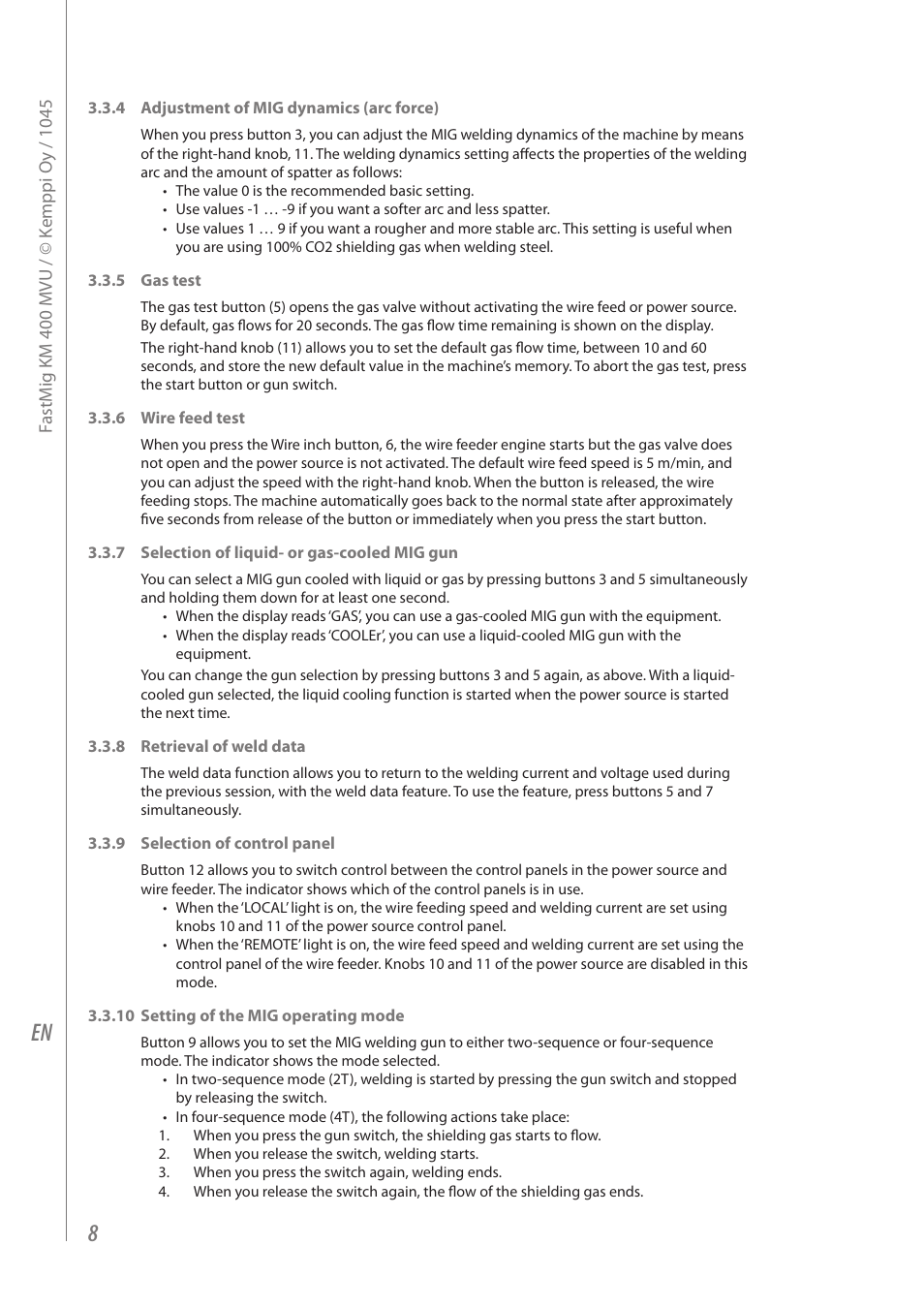 Kemppi KM 400 MVU User Manual | Page 10 / 18